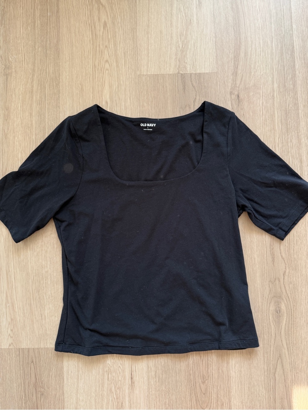 Old Navy Fitted Double Layer Elbow Sleeve Scoop-Neck Top